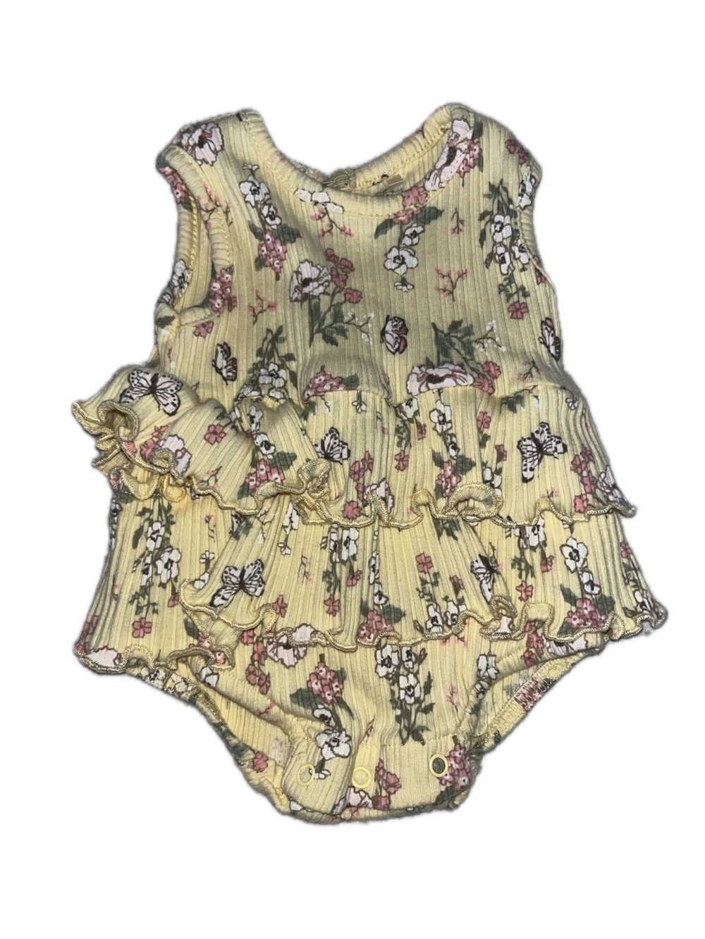 Ruffled Yellow Floral Baby One-Piece Bodysuit